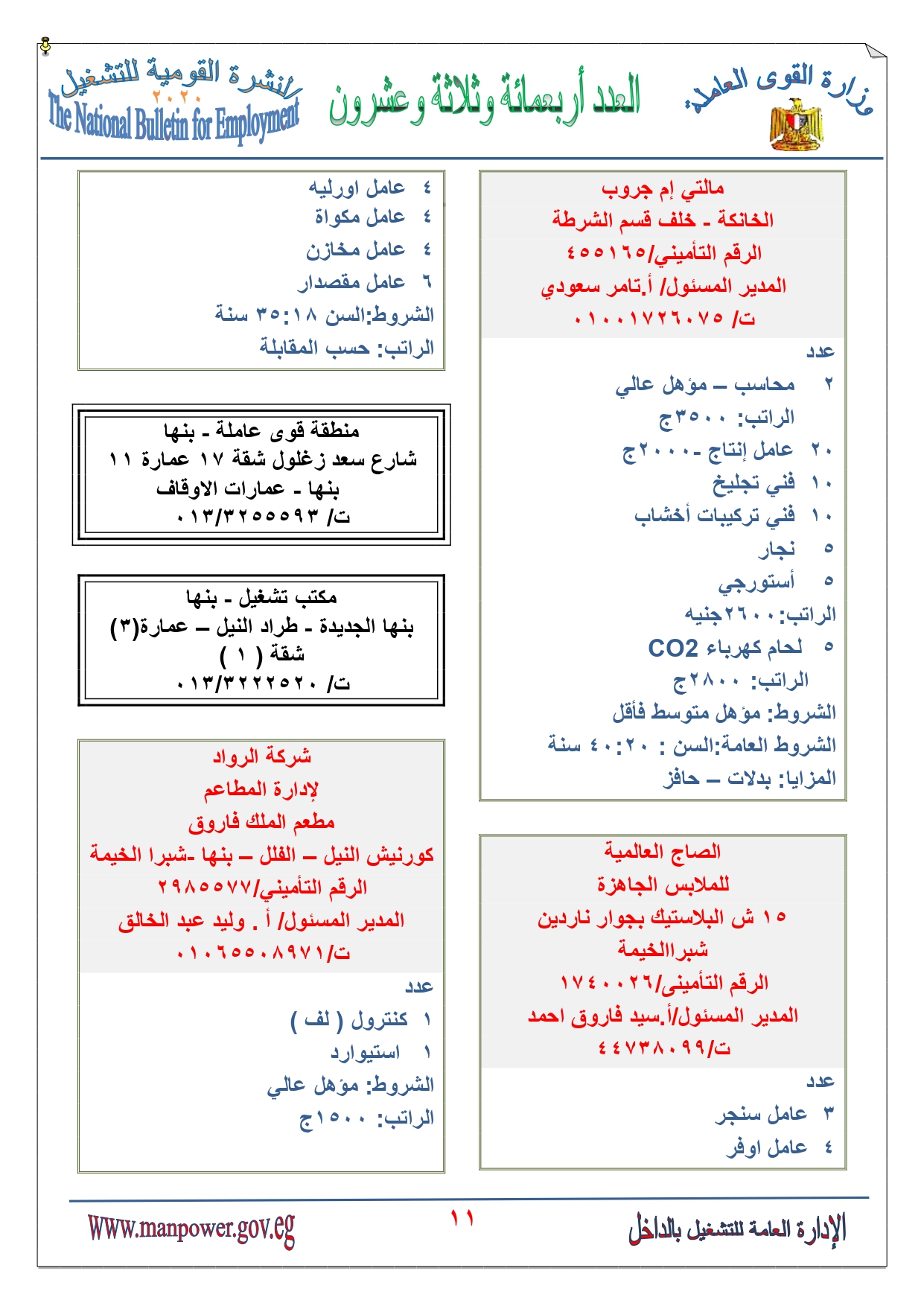 نشرة التوظيف