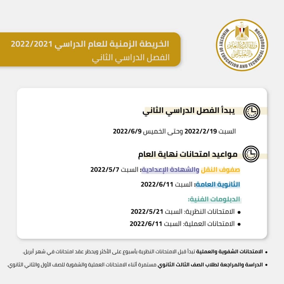 وزارة التربية والتعليم تعلن الخريطة الزمنية للعام الدراسي 2021-2022
